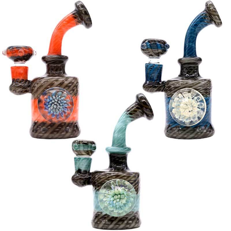 Rake Artwork With Flower Marble Waterpipe (SB-3727) | 6 inch | Assorted Colors product image